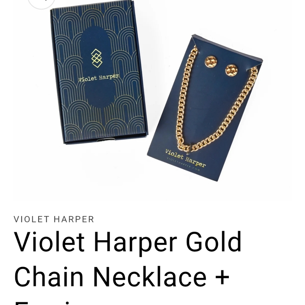 Violet Harper Elana Link Necklace and Earring Set Gold - Picture 4 of 4